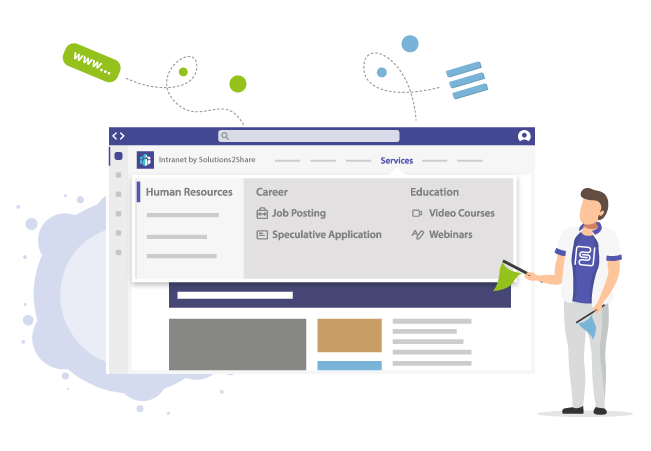 Megameny for intranettet i Microsoft Teams